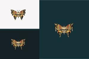 vlinder en hoofd schedel vector illustratie ontwerp