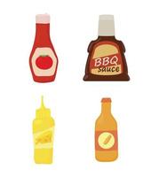 saus fles pictogrammenset, cartoon stijl vector