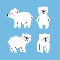 grappige arctische ijsberen op blauwe achtergrond vector