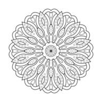 bloemenmandala-ontwerp met zwarte en witte lijntekeningen in etnische stijl vector