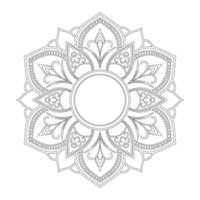 bloemenmandala-ontwerp met zwarte en witte lijntekeningen in etnische stijl vector