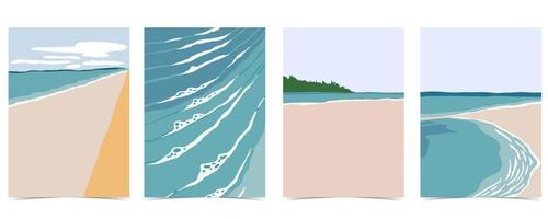 strand ansichtkaart met zon, zee, lucht en bergen overdag vector