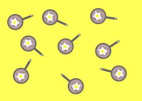 zonnige eieren in koekenpan vector illustratie naadloze background