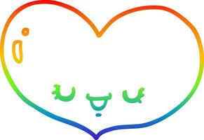 regenboog gradiënt lijntekening cartoon liefde hart karakter vector
