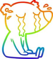 regenbooggradiënt lijntekening cartoon huilen zittend ijsbeer vector