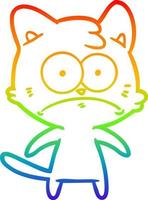 regenbooggradiënt lijntekening cartoon nerveuze kat vector
