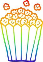 regenbooggradiënt lijntekening cartoon popcorn vector