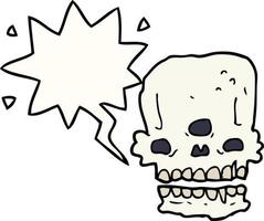 cartoon spookachtige schedel en tekstballon vector
