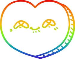 regenboog gradiënt lijntekening cartoon liefde hart vector