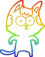 regenbooggradiënt lijntekening happy cartoon kat vector