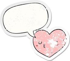 cartoon liefde hart en tekstballon noodlijdende sticker vector