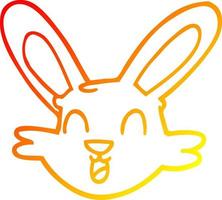 warme gradiënt lijntekening cartoon schattig konijntje vector