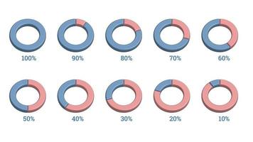 percentage infographics-elementen in de vorm van een 3D-cirkeldiagram vector