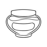 zwart-wit afbeelding, ronde glazen pot met honing, boter, jampot, vectorillustratie in cartoon-stijl op een witte achtergrond vector