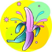 abstracte decoratieve afbeelding felle neonkleuren, sappige banaan, vectorillustratie vector