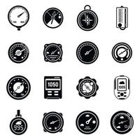 weerbarometer iconen set, eenvoudige stijl vector