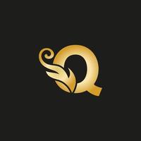 gouden luxe letter q-logo. q-logo met vectorbestand in sierlijke stijl. vector