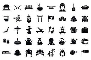 japan iconen set, eenvoudige stijl vector
