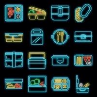 lunchbox icon set vector neon