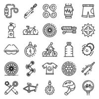 fietsuitrusting iconen set, Kaderstijl vector