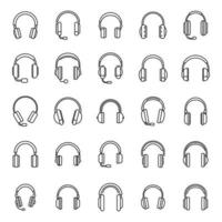 audio headset pictogrammen instellen overzicht vector. oproep accessoire vector