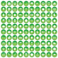 100 appelpictogrammen instellen groene cirkel vector