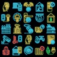 intelligent gebouw systeem icon set vector neon