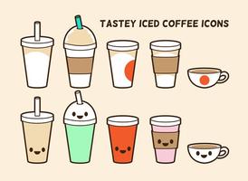 Iced koffie vector iconen