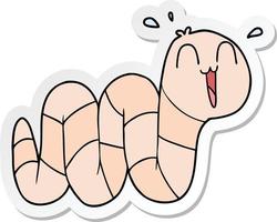 sticker van een cartoon nerveuze worm vector