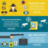 detective tools banner horizontale set, vlakke stijl vector