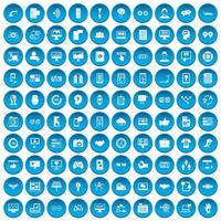 100 interfacepictogrammen blauw ingesteld vector