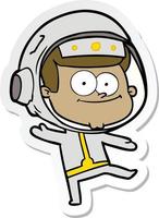 sticker van een vrolijke cartoon van een astronaut vector