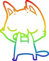 regenbooggradiënt lijntekening pratende kat cartoon vector