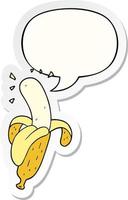 cartoon banaan en tekstballon sticker vector