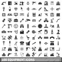 100 apparatuur iconen set, eenvoudige stijl vector