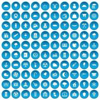 100 houthakker iconen set blauw vector