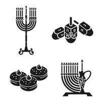 hanukkah icon set, eenvoudige stijl vector