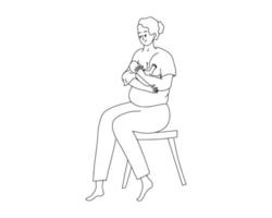 een vrouw geeft borstvoeding aan een baby. een eenvoudige illustratie van het moederschap vector