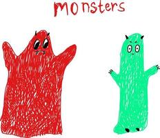 schattige kleurrijke monsters met de hand getekend. vector illustratie