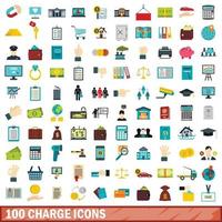 100 lading iconen set, vlakke stijl vector