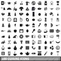 100 keuken iconen set, eenvoudige stijl vector
