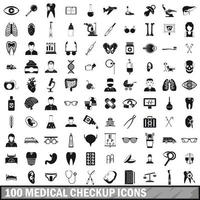 100 medische controle iconen set, eenvoudige stijl vector