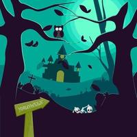 illustratie van vector grafische haloween achtergrond banner. halloween partij teken vectorillustratie dekking. platte cartoon ontwerpconcept. eps10-formaat.