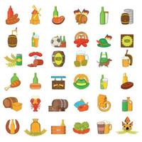 cultuur bier iconen set, cartoon stijl vector