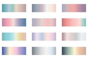 pastel, holografische textuurgradatieset. vector glanzende zachte gradiëntcollectie voor lint, rand, frame, labelontwerp