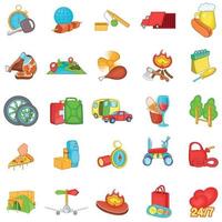 land rust iconen set, cartoon stijl vector