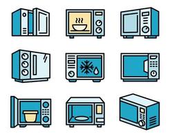 magnetron iconen set, Kaderstijl vector