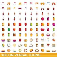 100 universele iconen set, cartoon stijl vector