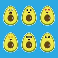 avocado fruit schattig emoji karakter icoon vector