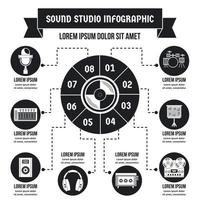 geluidsstudio infographic concept, eenvoudige stijl vector